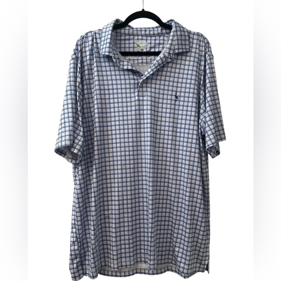 TailorByrd Men’s XXL Blue Check Polo Shirt Stretch Golf Casual Lightweight - Picture 1 of 11